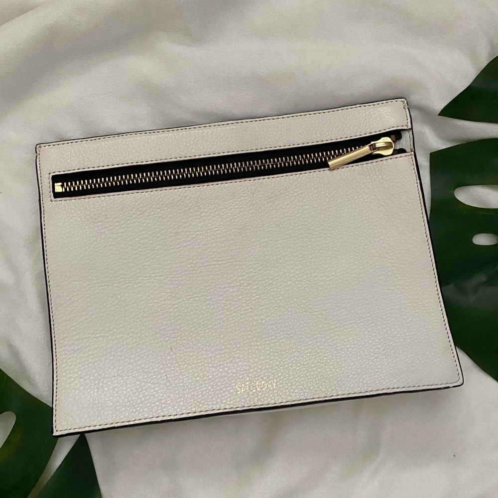 Kate Spade Saturday Zipline Clutch in Ivory
